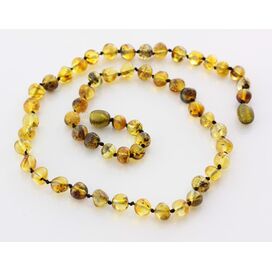 Green BAROQUE beads Baltic amber necklace 44cm