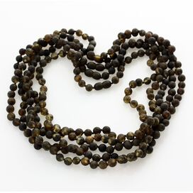 5 Raw Dark ROUND beads Baltic amber adult necklaces 50cm