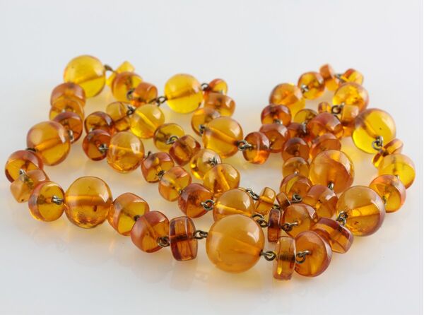 Vintage Composition beads Baltic amber necklace 28in