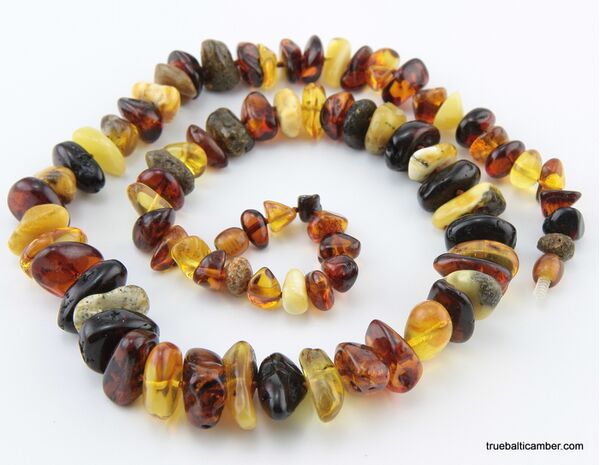Large MULTI Baltic amber beads necklace