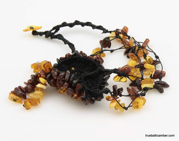 Handmade Artisan Genuine BALTIC AMBER Knotted Necklace 19in