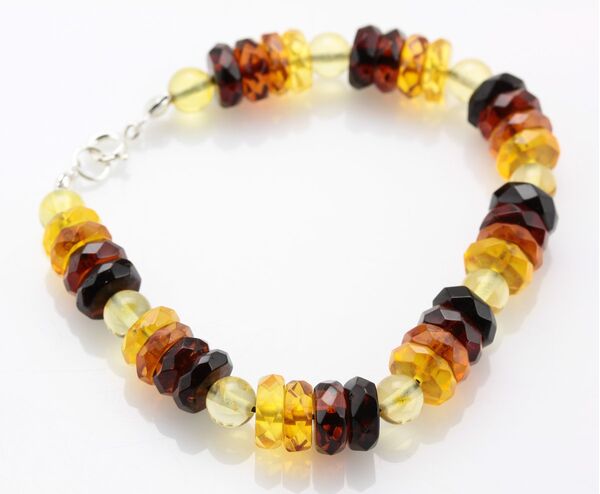 Charm beads Baltic amber bracelet 7in