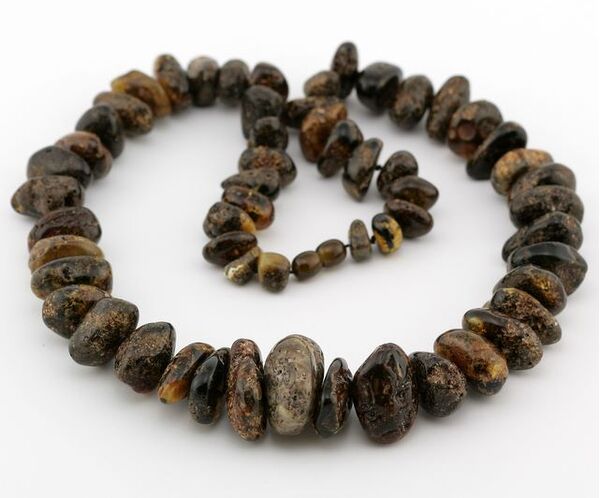 Huge dark BAROQUE beads Baltic amber neclace 24in