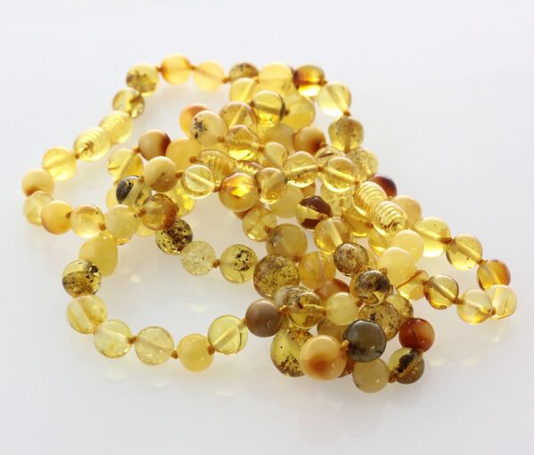 5 Mix Big ROUND beads Baltic amber bracelets 20cm