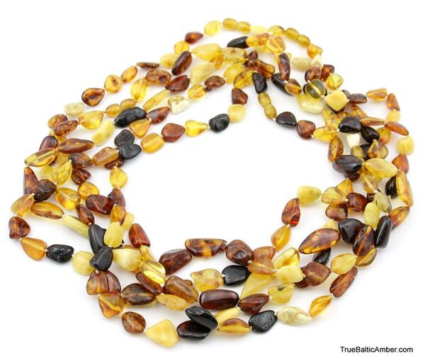 Lot of 5 Knotted BEANS Baltic amber necklaces