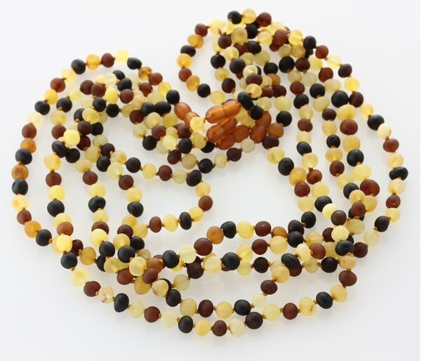 5 Raw Multi BAROQUE Baltic amber adult necklaces 53cm