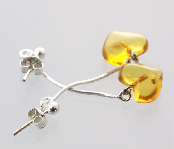 Honey Hearts Baltic amber Silver Stud Earrings