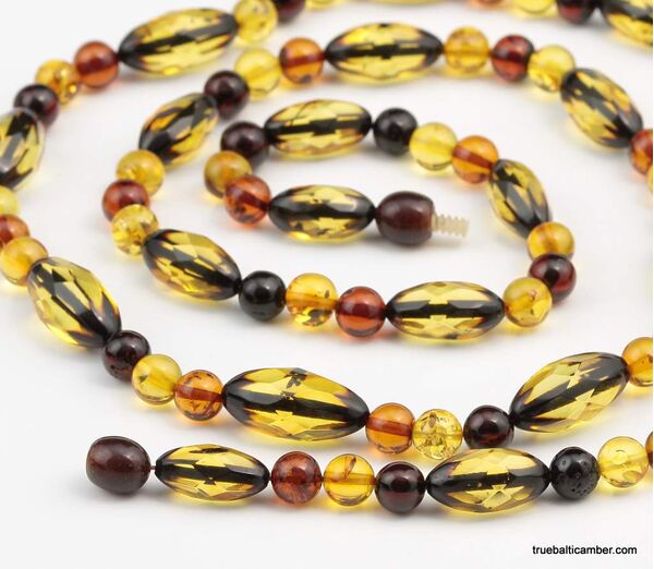 Long combination Baltic amber neclace 30in