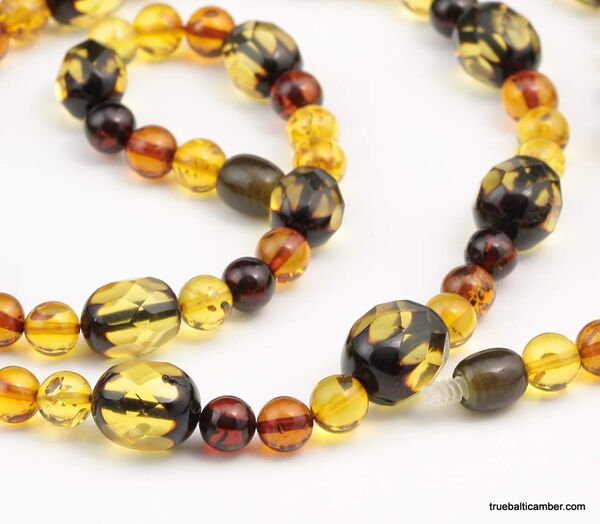 Long combination Baltic amber neclace 28in