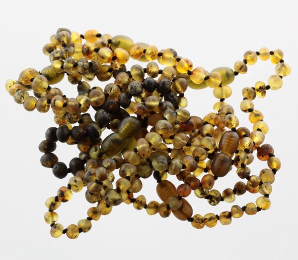10 Raw Green BAROQUE Baltic amber teething bracelets 16cm