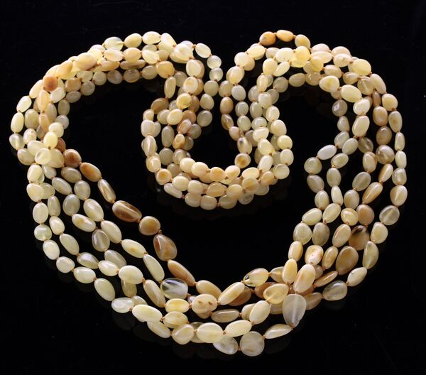 5 Milk BEANS Baltic amber adult necklaces 65cm