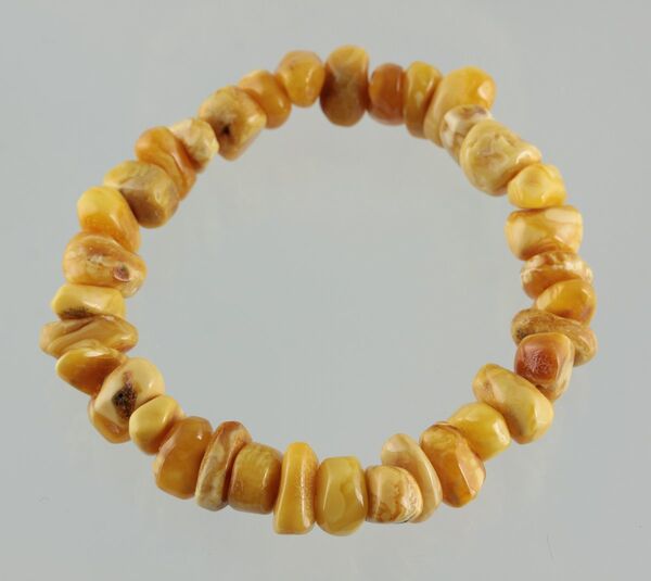 Egg Yolk nuggets Baltic amber stretch bracelet 7in