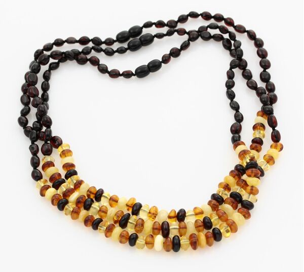 3 Composition Button beads Baltic amber necklace 48cm