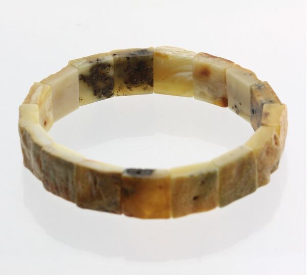 Rough Squares Baltic amber stretch bracelet 20cm