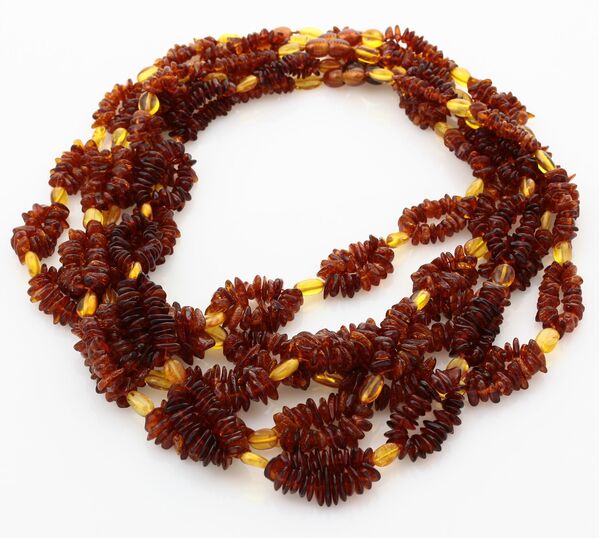 5 Multi line CHIPS Baltic amber necklaces 48cm