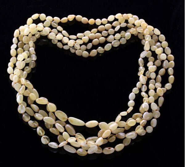 5 Milk BEANS Baltic amber adult necklaces 55cm