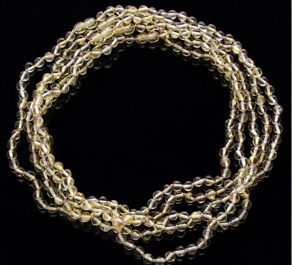 5 Lemon ROUND beads Baltic amber adult necklaces 48cm