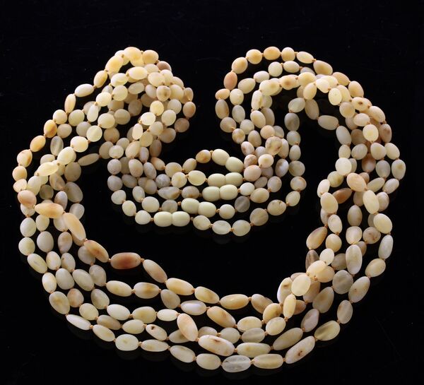 5 Raw Milk BEANS Baltic amber adult necklaces 65cm