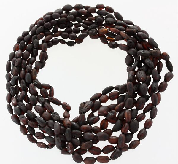 9 Raw Cherry BEANS Baltic amber adult necklaces 45cm