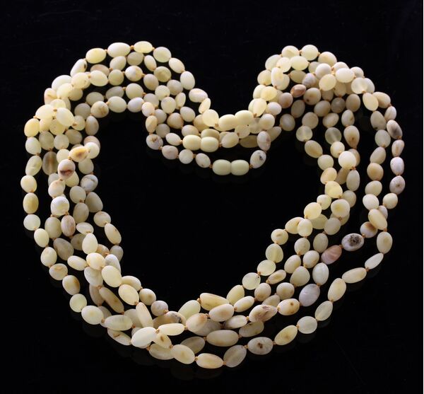 5 Raw Milk BEANS Baltic amber adult necklaces 55cm