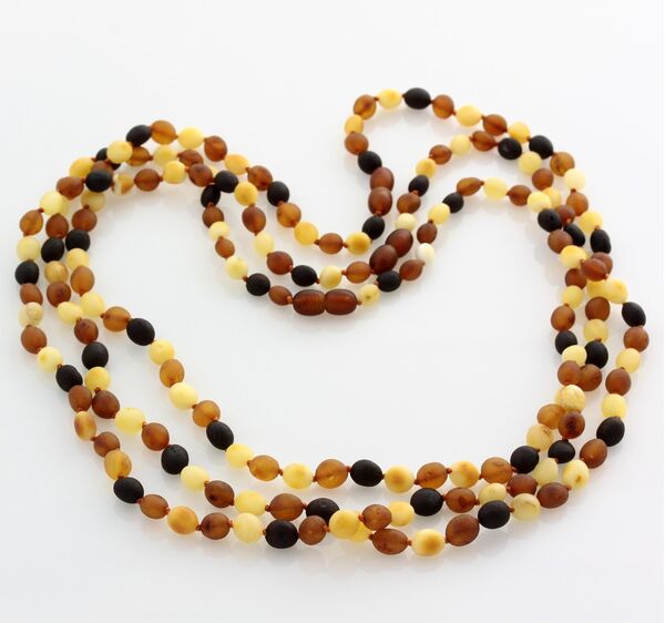 3 Raw Multi BEANS Baltic amber adult necklaces 55cm