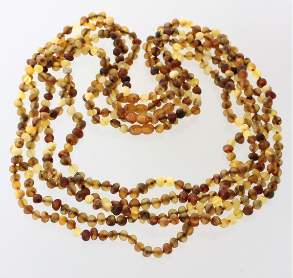 5 Raw Mix BAROQUE Baltic amber adult necklaces 65cm