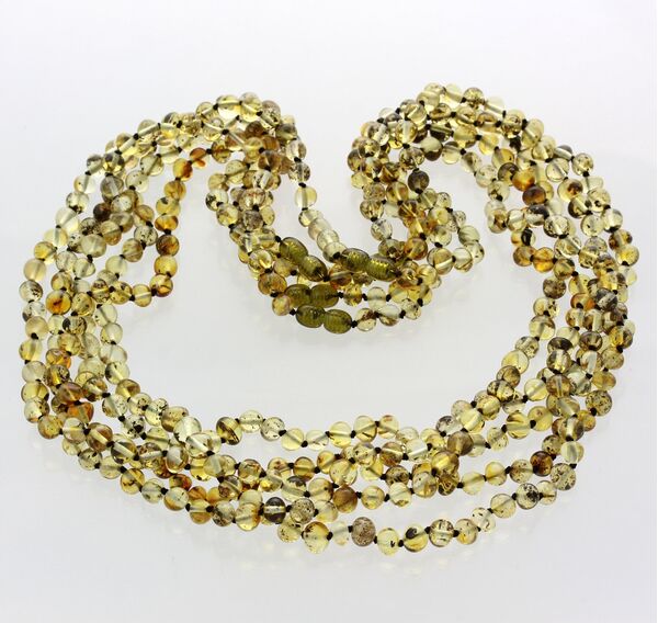 5 Green BAROQUE Baltic amber adult necklaces 60cm