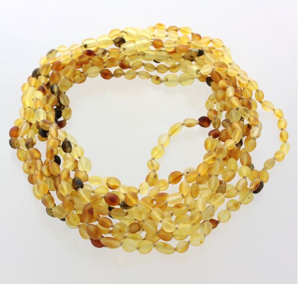 10 Raw MIX BEANS Baby Baltic amber teething necklaces 38cm