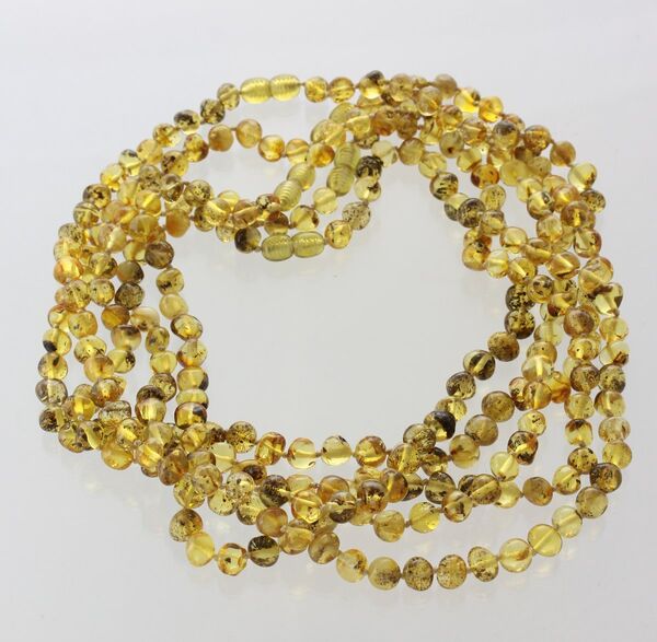 5 Big Green BAROQUE Baltic amber adult necklaces 45cm