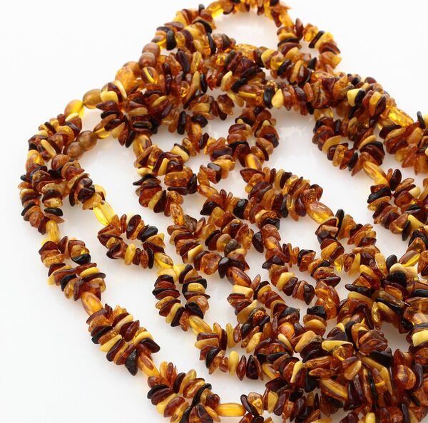4 Multi line CHIPS Baltic amber necklaces 51cm