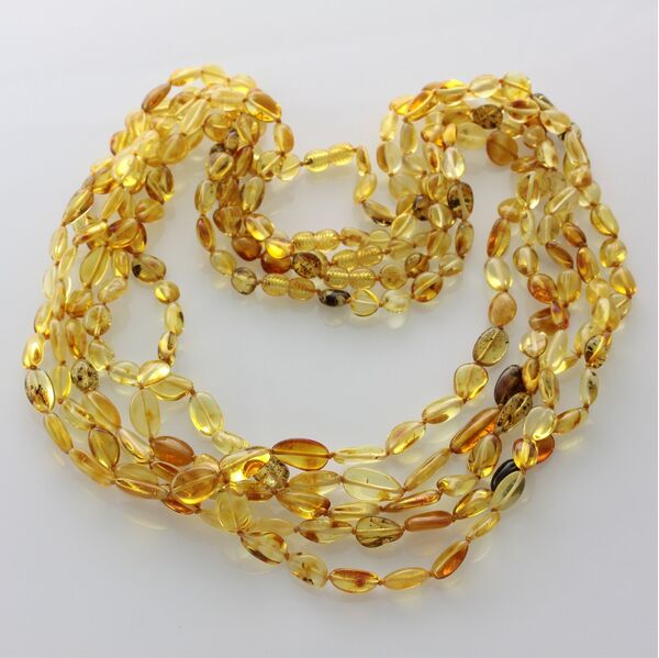 5 Mix BEANS Baltic amber adult necklaces 65cm