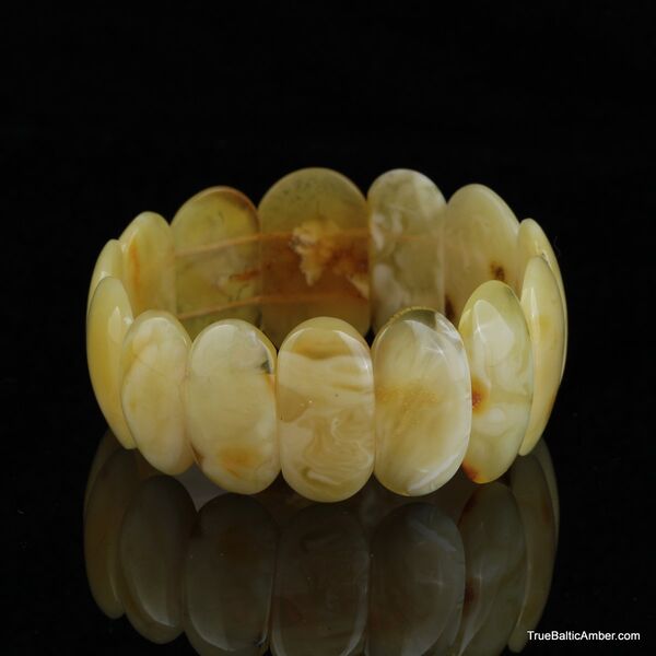 White pieces Baltic amber stretch bracelet