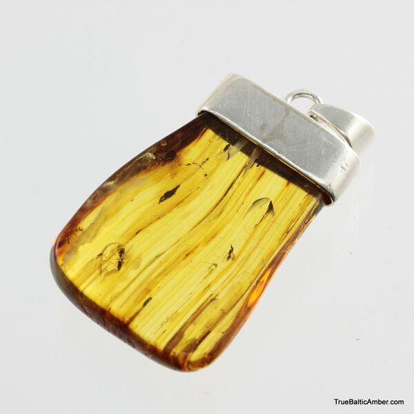 Baltic amber silver pendant w insect inclusion 10g