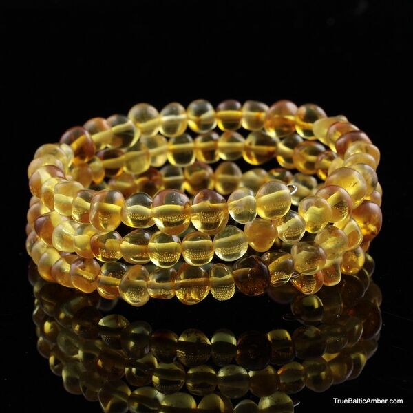 Honey BAROQUE beads Baltic amber Memory wire bracelet