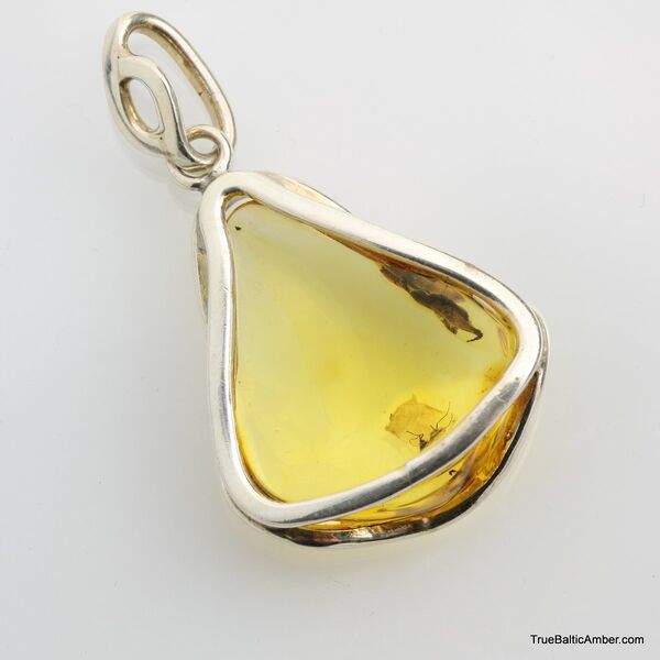 Baltic amber silver pendant w insect inclusion 9g