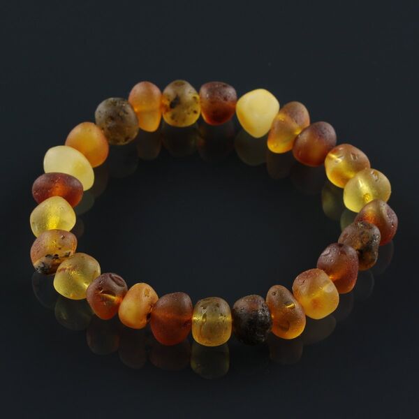 Raw BAROQUE beads Baltic amber adult stretch bracelet
