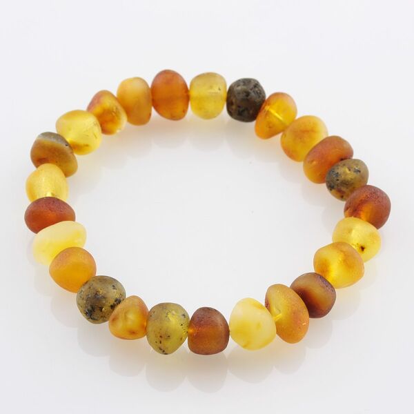 Raw BAROQUE beads Baltic amber adult stretch bracelet