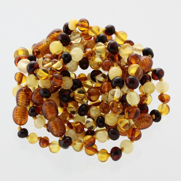 10 Small Multi BAROQUE Baltic amber teething bracelets 14cm