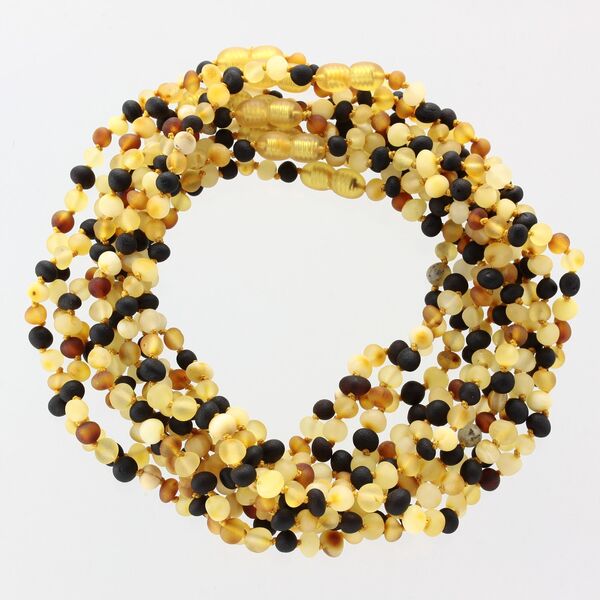 10 Raw Multi BAROQUE Baby teething Baltic amber necklaces 33cm