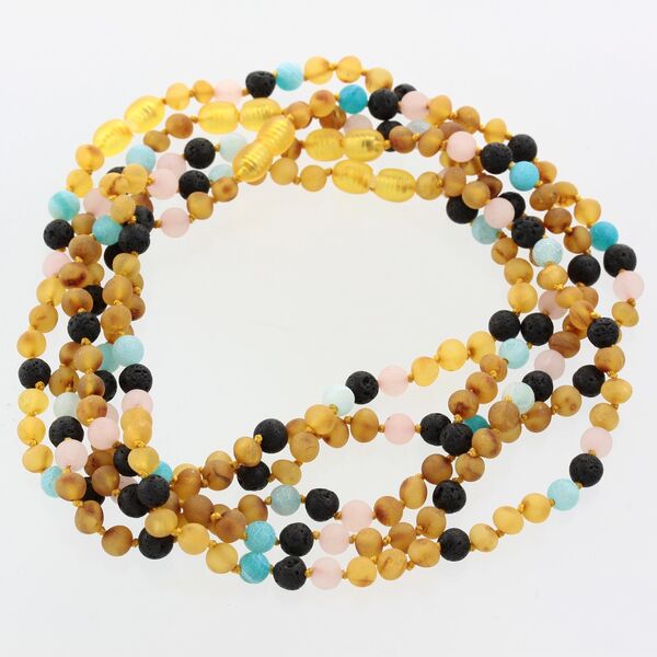 5 Raw Honey Gems Baltic Amber teething necklaces 33cm