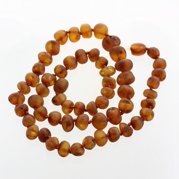 Raw Cognac BAROQUE beads Baltic amber necklace 45cm