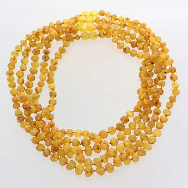 5 Raw Honey BAROQUE Baltic amber adult necklaces 45cm