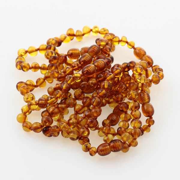 10 Cognac BAROQUE Baltic amber teething bracelets 14cm