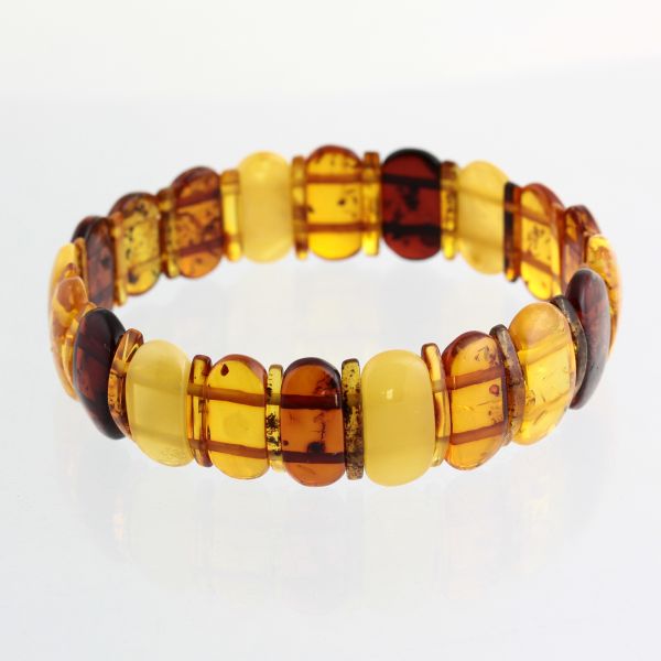Multi pieces Baltic amber elastic bracelet 19cm
