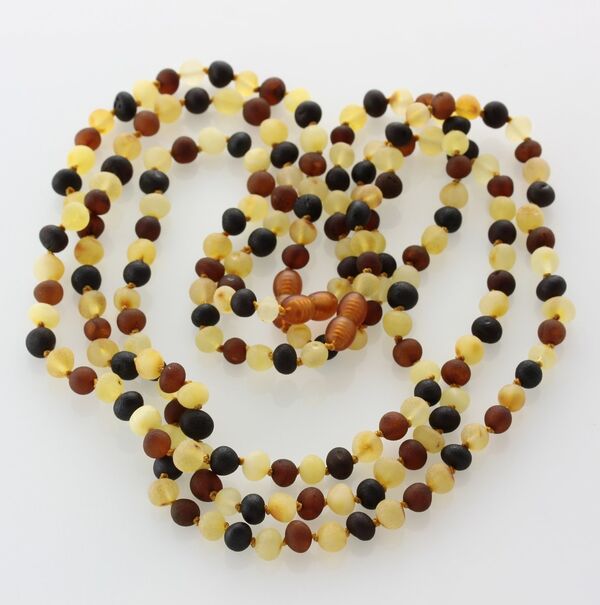 3 Raw Multi BAROQUE Baltic amber adult necklaces 53cm