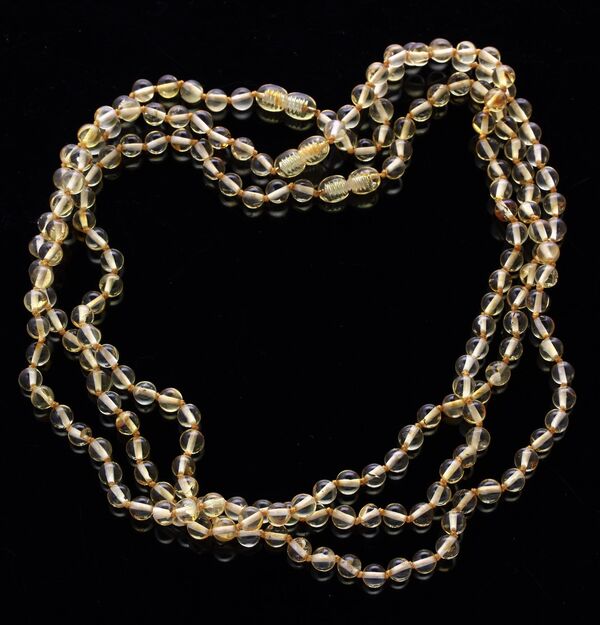3 Lemon ROUND beads Baltic amber adult necklaces 48cm