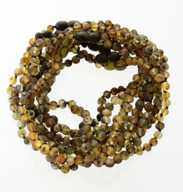 10 Raw Green BAROQUE Baltic amber teething necklaces 28cm